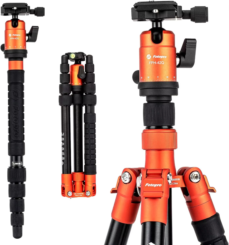 Load up to 8KG_17.63lbs Camcorder Detachable Monopod Fotopro Aluminum Tripod for DSLR Camera