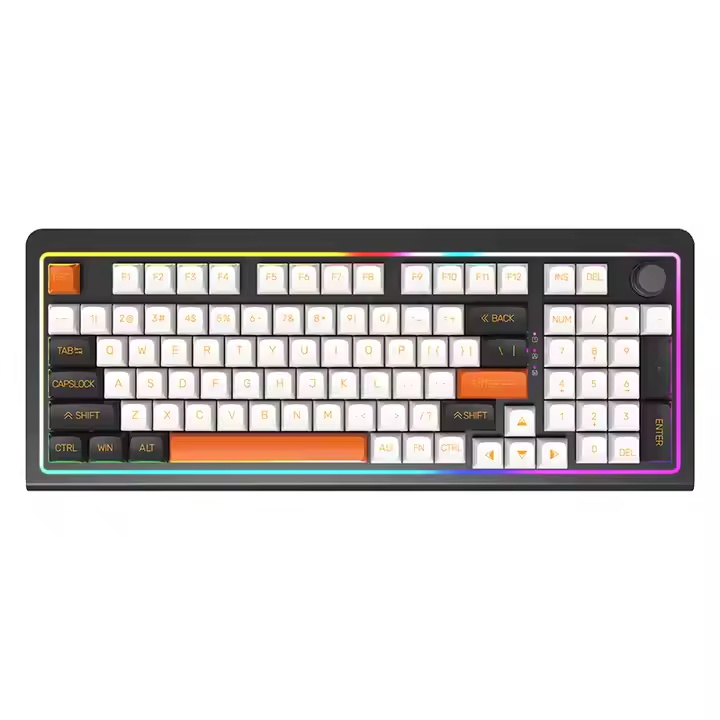 S98 96 Keys Aluminum Mechanical Keyboard with knob Hot Swappable RGB Backlit PBT Wired RGB Mechanical Gaming Keyboards for Gamer