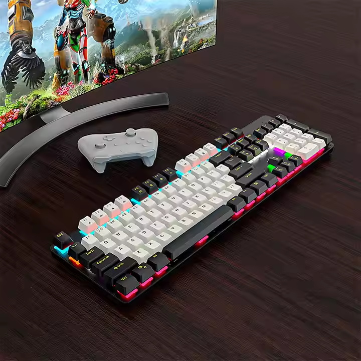 104 Keys Custom Spanish Arabic Red Switch Professional Ergonomic Gamer computer Office Gaming Mechanical Keyboard