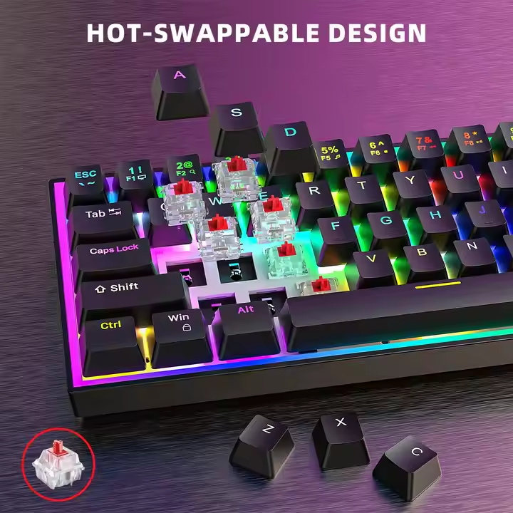 TMICE Hall Effect Rapid Trigger Magnetic Switch Mechanical Keyboard PBT Keycap 68 Keys TKL Compact Wired RGB Gaming Keyboard
