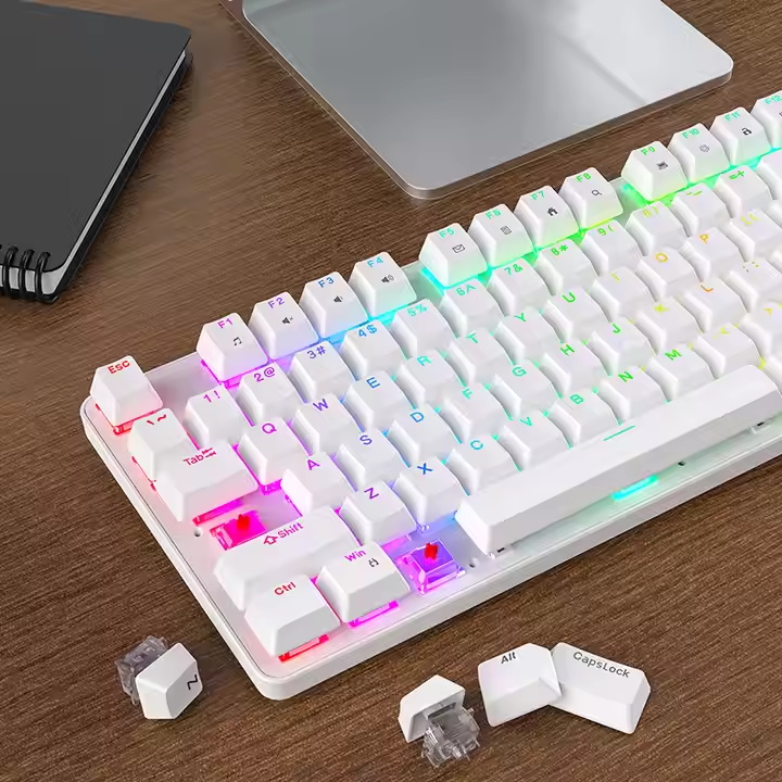Custom Spain Arabic Russia Layout 104 Keys RGB PBT Keycaps Wired Gaming Keyboard Red Switch Durable Computer Mechanical Keyboard