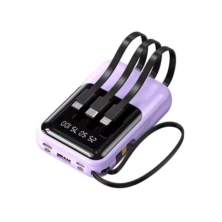 LANY 1260110-10000(mAh) Factory New Model Power Bank 10000mah Power Banks Large 10000mah High Capacity Built-in 4 Cables