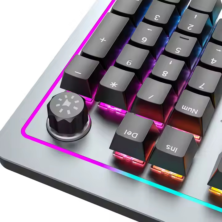 Wired RGB Backlit 98 Keys PC Gaming Keyboard Mechanical Keyboard One Knob and PBT Keycaps Linear Green Switch Gaming Keyboard