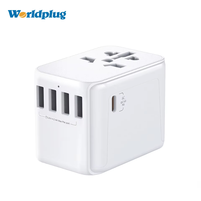 Worldplug 4U+1C All-in-one Universal World Travel Adapter Universal Multi Travel Smart PD 30W Fast Wall Charger