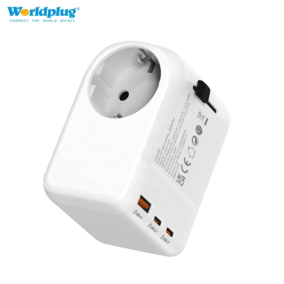 Worldplug 20W Multi Plug UK US AUS to Europe Plug Adaptor Universal Travel Charger with EU Socket