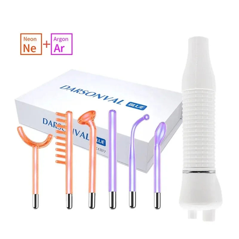 OEM Portable High Frequency Facial Machine Skin Therapy With 6 Neon & Argon Wands Remove Wrinkles Acne Facial Therapy Wand
