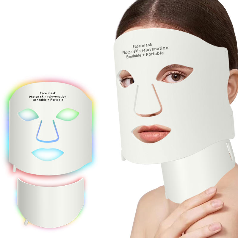 New Face And Neck Custom Logo Skin Care Nir Facial Photon 7 Colors Silicon Led Face Infrared Red Light Therapy Mask