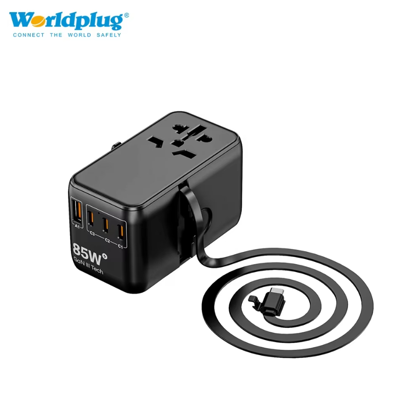 Worldplug All In One EU to US UK AU Plug Adaptor USB Wall Charger World Universal International Travel Power Adapter