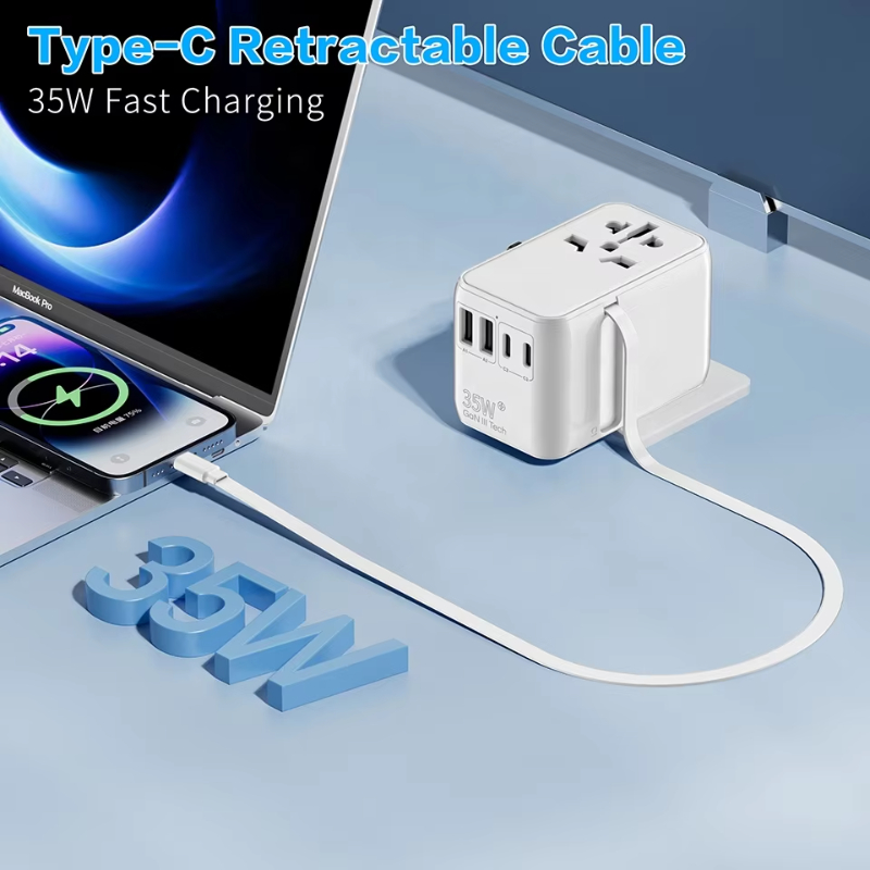 Worldplug All-in-one 70W Universal Travel Adapter International Plug Adapter Converter for Europe Italy UK US AUS