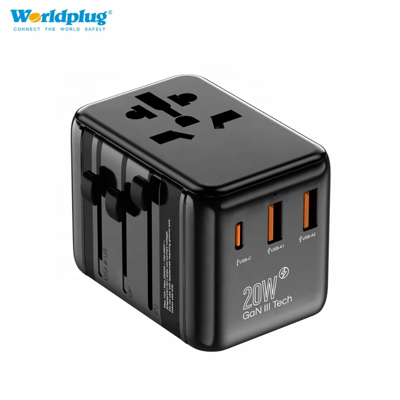 Worldplug All-in-One International Plug Adaptor 35W PD Quick Charge Universal Travel Adapter Charger for Phones