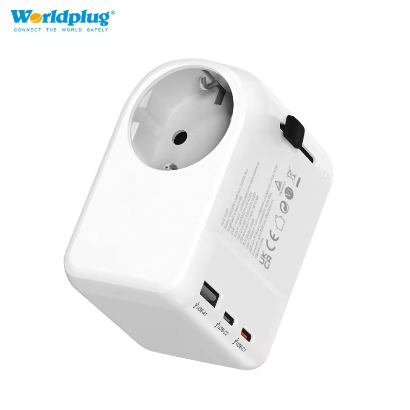 Worldplug Fast Charge PD 45W Adapter Europe Plug Sockets for Travel EU to World Plug Portable Power Adapter