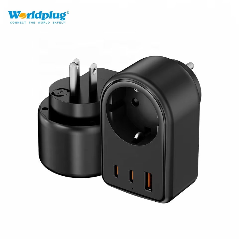 Worldplug German Schuko Type C_E_F to US Type B PD 20W EU wall socket 3 USB outlet extender power Electrical Plug socket