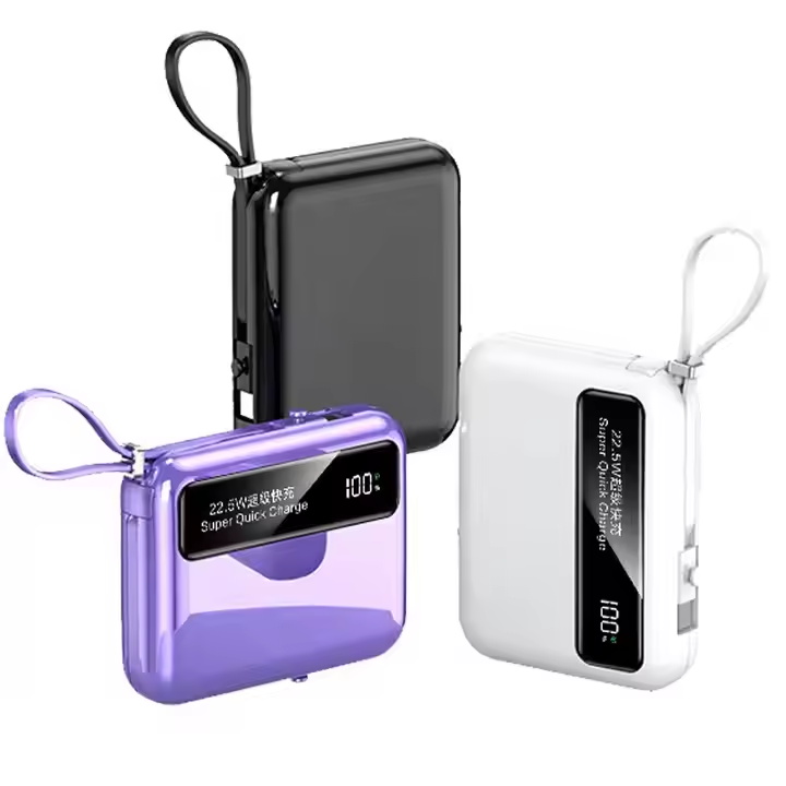 Quick Charge Support Portable Powerbank Power Bank 10000mah With Cables Custom Logo Mini Slim