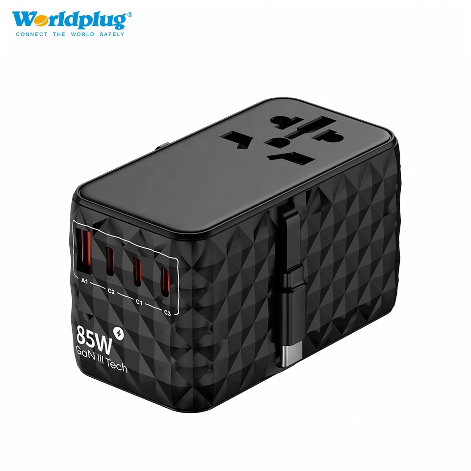 Worldplug International 65W Plug Adaptor USB Type C Mobile Phone Travel Charges World Power Adapter with Cable