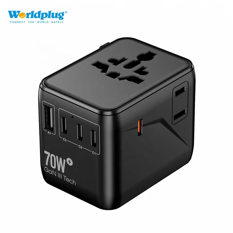 Worldplug International Worldwide Travel Adaptor Multifunction PD 20W Fast Charger Adapter with Retractable Cable