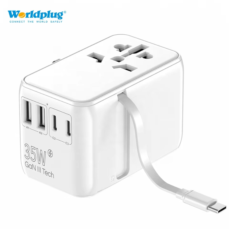 Worldplug PD 20W EU to World Travel Power Adaptor Type E Socket Europe Plug Adapter with Type CGAI Outlet