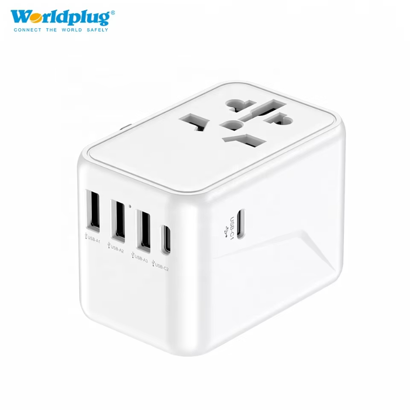 Worldplug PD 35W Fast Charger Adapter International Power Adaptor Universal Travel Plug Adapter with Type-C Charging Cable
