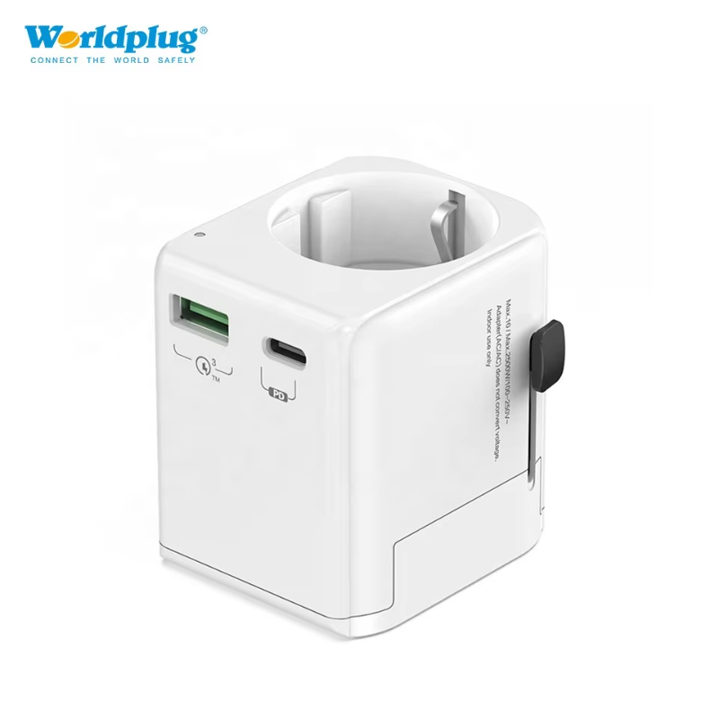 Worldplug PD 65W Multi plug Travel Charger Adaptor Europe Plug Adapter with 2C1A