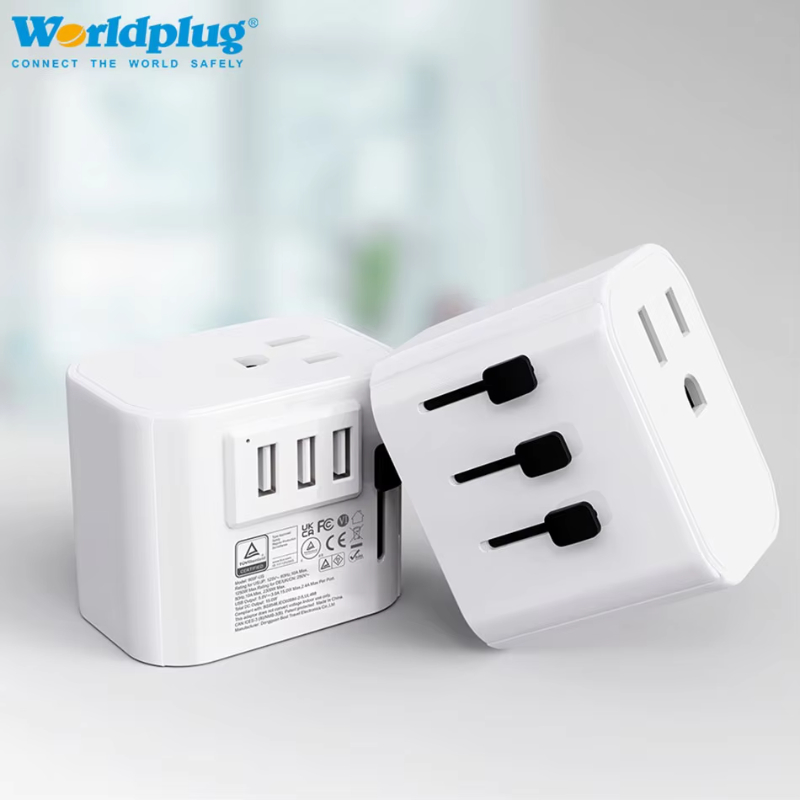 Worldplug TUV CB USB Wall Power Adaptor Socket US to EU European UK Travel Conversion Plug Adapter