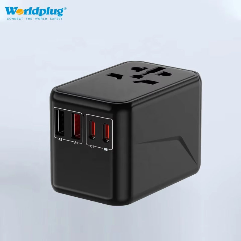 Worldplug Type-C Fast Charger Travel worldwide Power Adaptor World Travel Adapter Plug with USB-C and USB-A Ports
