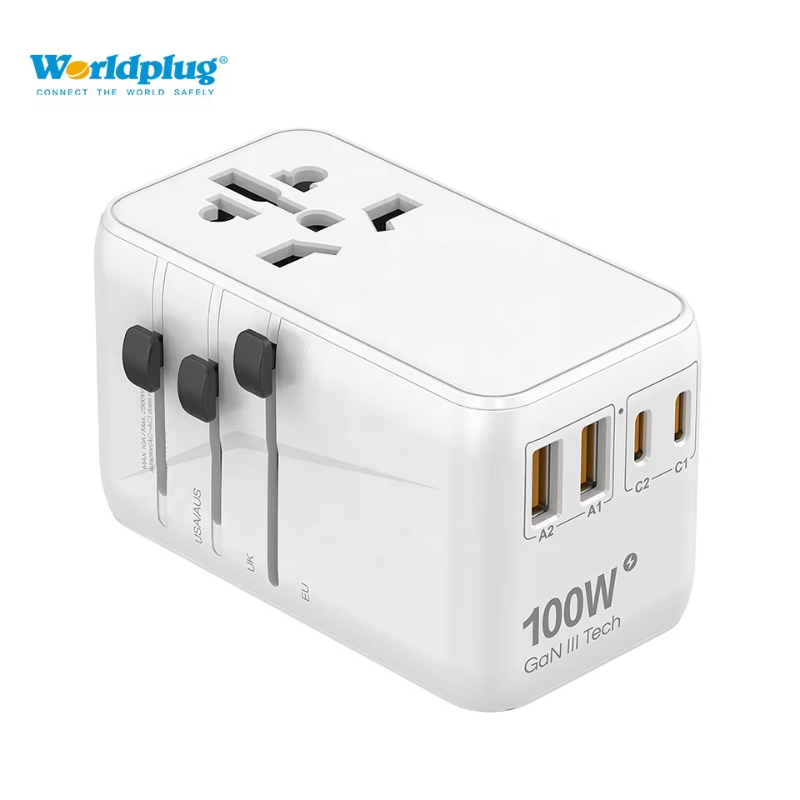 Worldplug USB Type-C Travel Plug Adapter Power Universal Adaptor Fast Charger GaN 100W