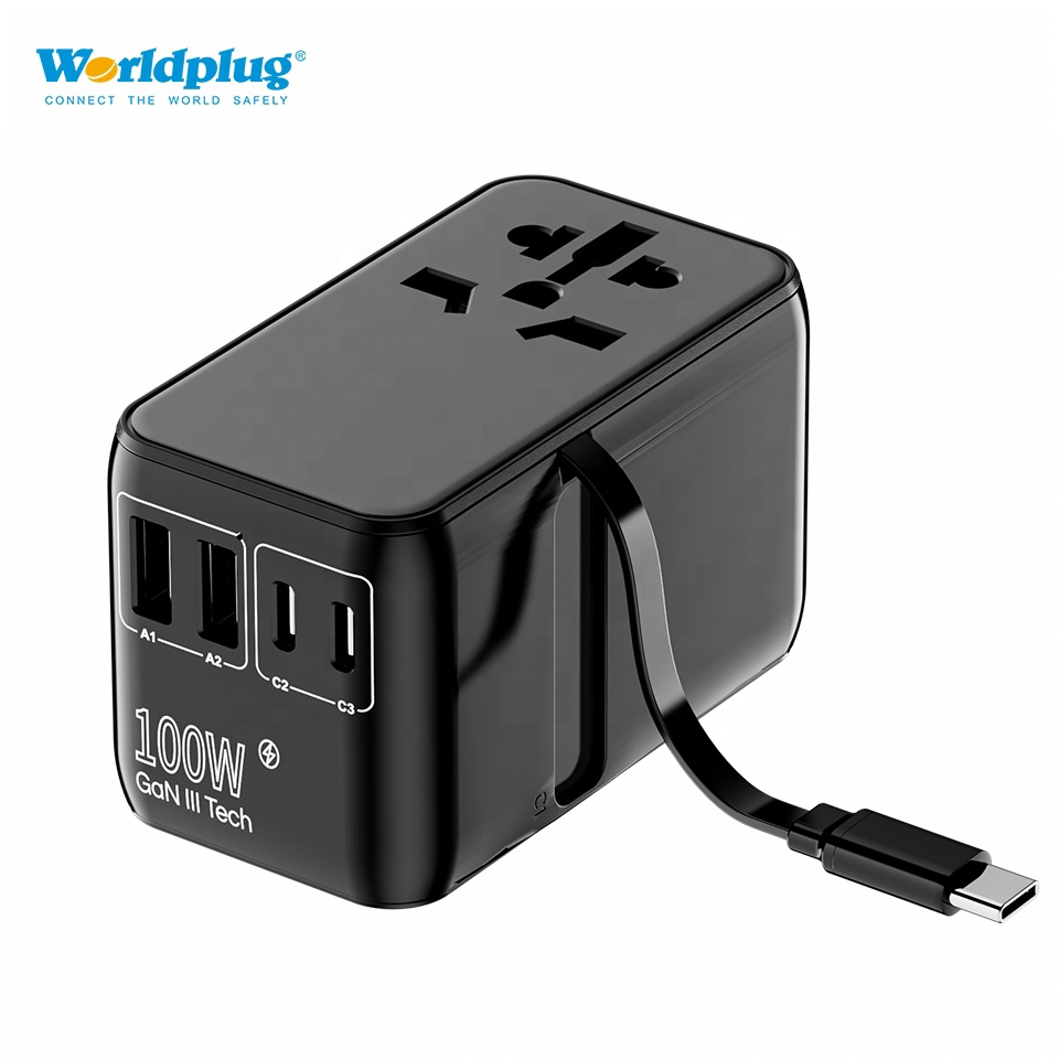 Worldplug100W Super Fast Charge International Plug Adaptor Mobile Phone Laptop Travel Charges Universal Power Adapter