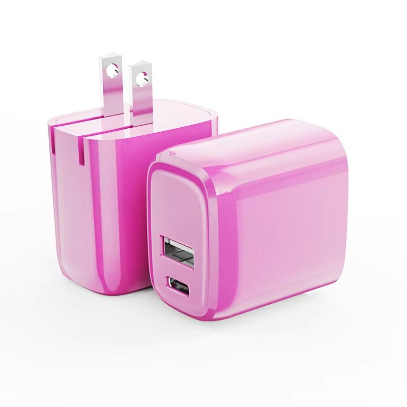 Beautiful Interchangeable Fast PD 20W USB A+C, CE_FCC_LVD_ETL_SAA_UKCA Charger with US,UK,EU,AU Plug For Phone, Smart Watch