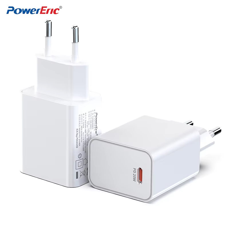 PD 20W Fast Wall Charger with Type-C OVP Protection 5V_3A 9V2.22A 12V1.67A Outputs Compatible Mobile Phones KC Plug