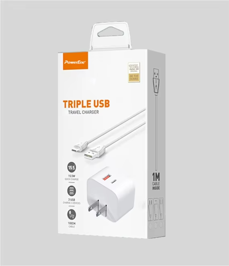 Top Selling 5V2.4A EU Charging Dual Ports PD 12W Charger for iPhone Travel and Gaming with QC+PD 1USB-C Mobile Phone Charger