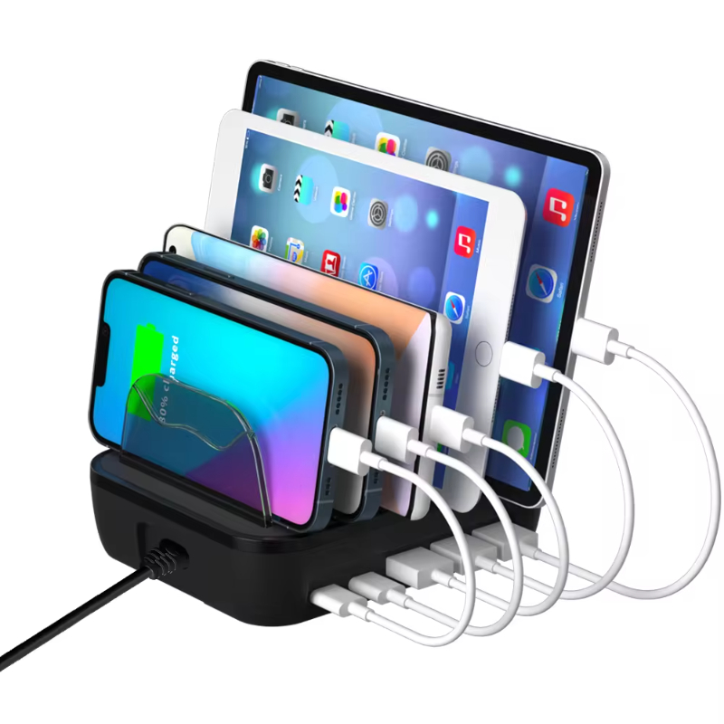 Charging Station for Multiple Devices 5 ports with 5 Short USB Cables for Cell Phones and Tablets _Electronics product