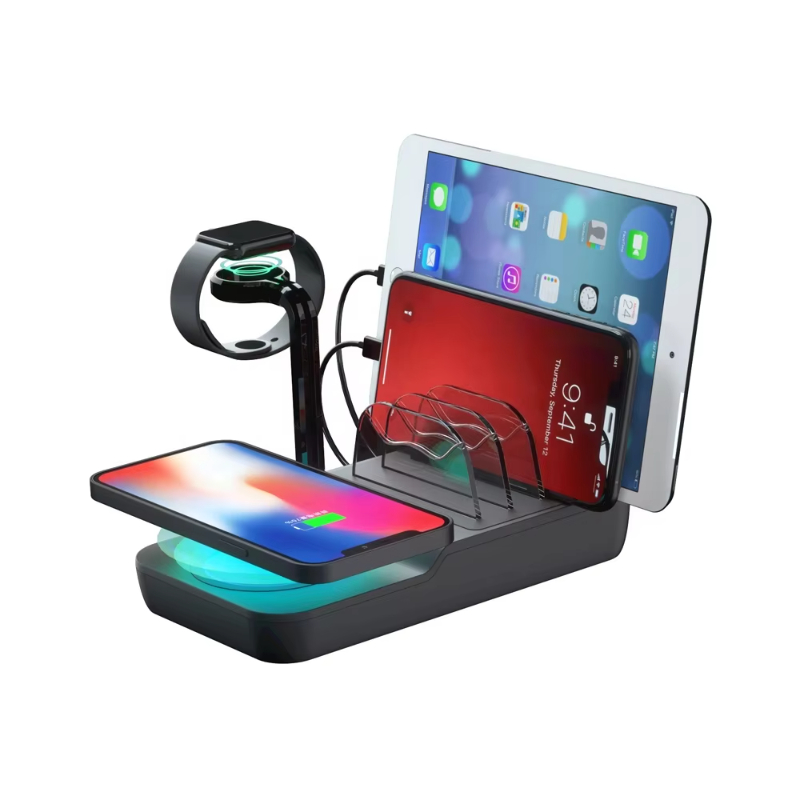 Charging Station for Multiple Devices with 4 Ports and Mixed USB Cables for Cell Phones and Other Electronics