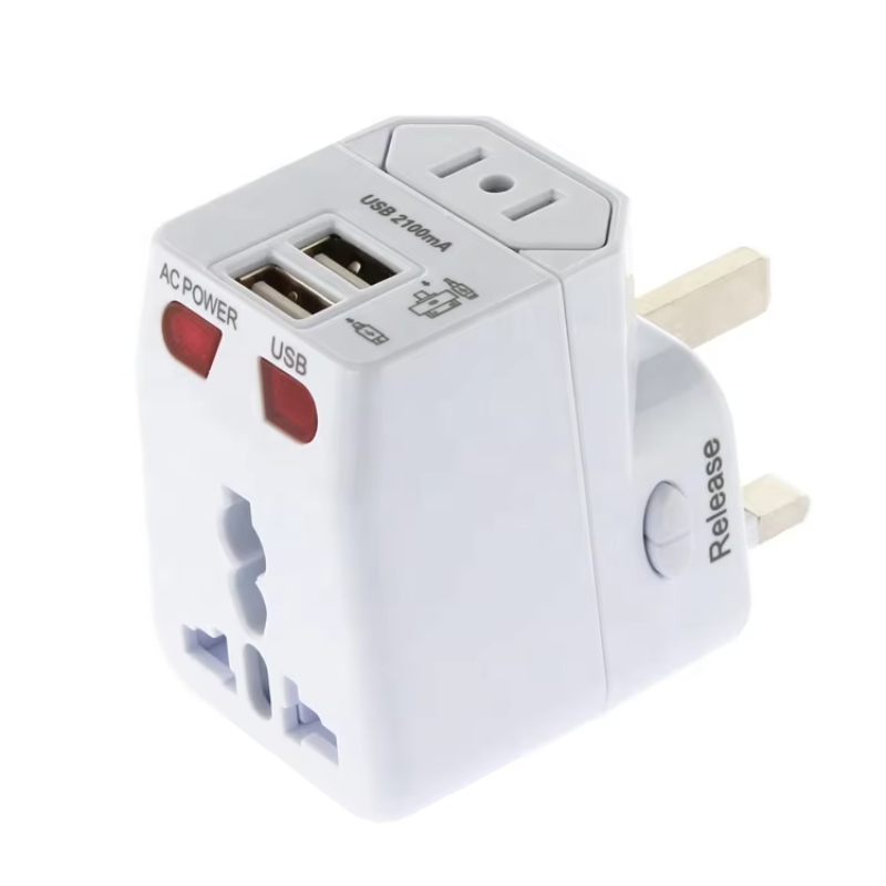 Mini Portable Multi-function Transfer Plug World Travel 2USB 5V2A Phone Charger with US UK EU Plug