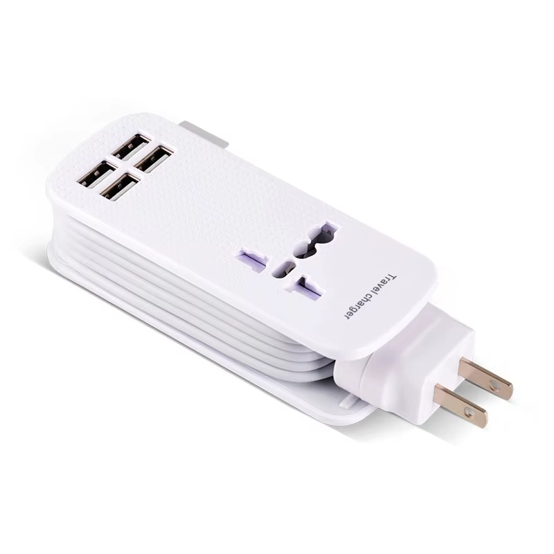 USB Power Strip, Portable Travel Charger Power Supply 4 Port USB Charger