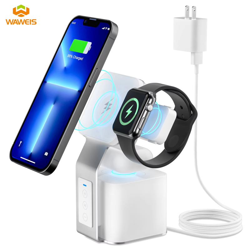 Wholesale 4 in 1 Fast Wireless Charger 15W Certified Wireless Charging Station with BT Speaker
