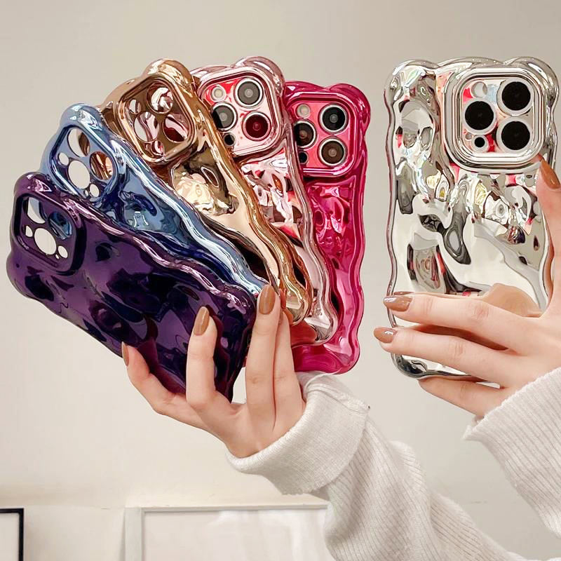 Luxury 3D Electroplated Meteorite Pattern Phone Case For iPhone 11 12 13 14 15 Pro Max Glossy Laser Shockproof Bumper Soft Cover