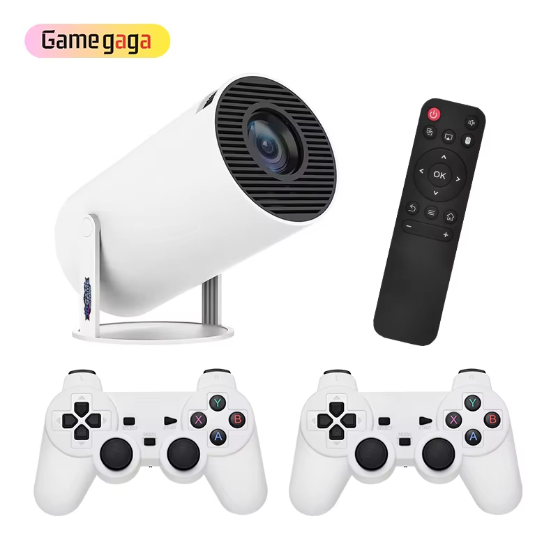 A Hy300 Max Portable Game Projector with 2.4G Wireless Controller Support 4K HD Output Projection Projector Gaming