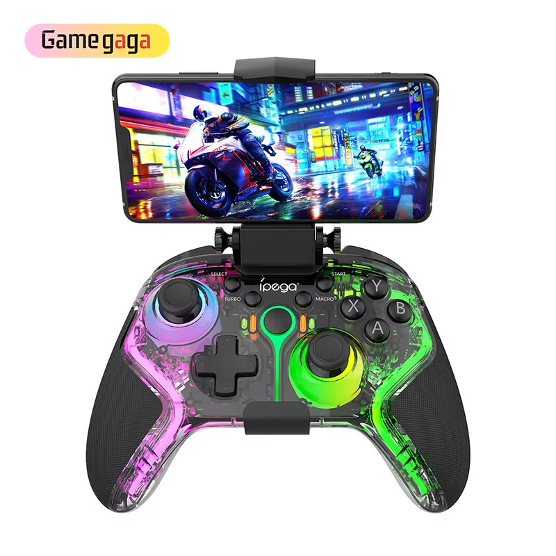 A PG-9666 Wireless Gaming Controller with RGB Lighting Ergonomic Design Gamepad for Android_iOS_Tablet_PC_NS_P3_P4