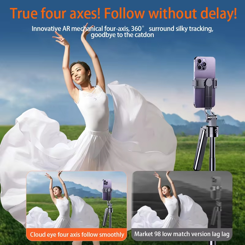 Factory selfie stick tripod expandable mobile tripod stand Wireless remote 360 rotating live video Wireless Bluetooth foldable