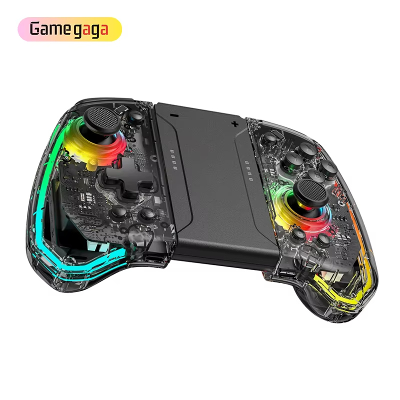 LinYuvo Wireless Gaming Joystick Transparent Style Rainbow Breathing 8 Color LED Gaming Controller For NS
