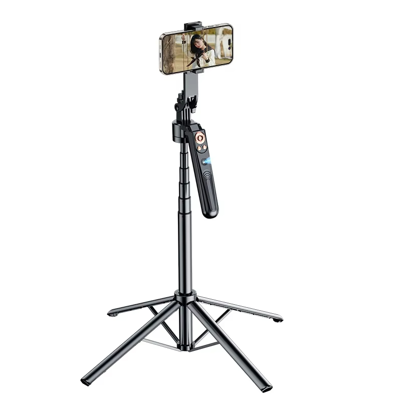 Factory Wireless Bluetooth Foldable Selfie Stick 360 Rotating Live Video Mobile Tripod Stand Expandable Wireless Fold Mirror