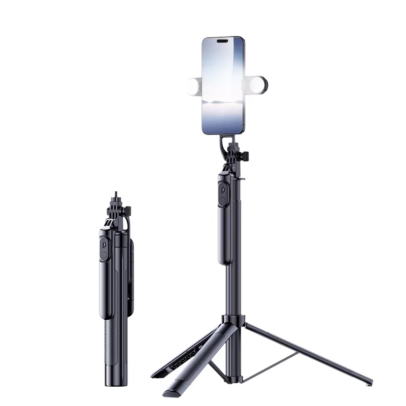 Dual-light portable integrated hidden design rotatable fill light Bluetooth tripod selfie stick