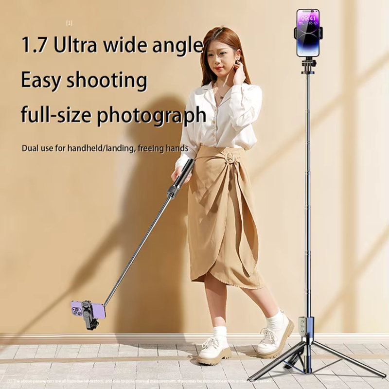 Universal Mobile Phone Portable Adjustable Flexible Folding Selfie Stick Mini Tripod with Light