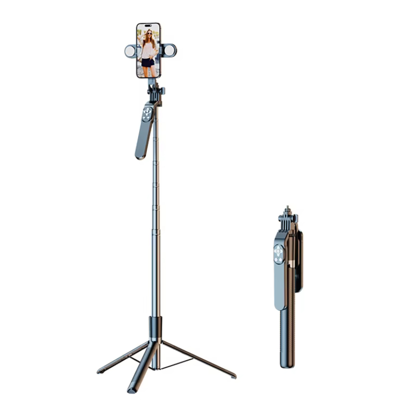 New Smartphone Wireless Selfie Stick with Light Selfie Stick Tripod with Wireless Blue-Tooth Remote Control