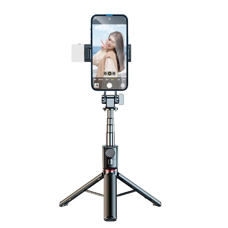 China Manufacturer's Detachable Bluetooth Remote Control Retractable Selfie Stick with Tripod Light Handheld Extendable Camera