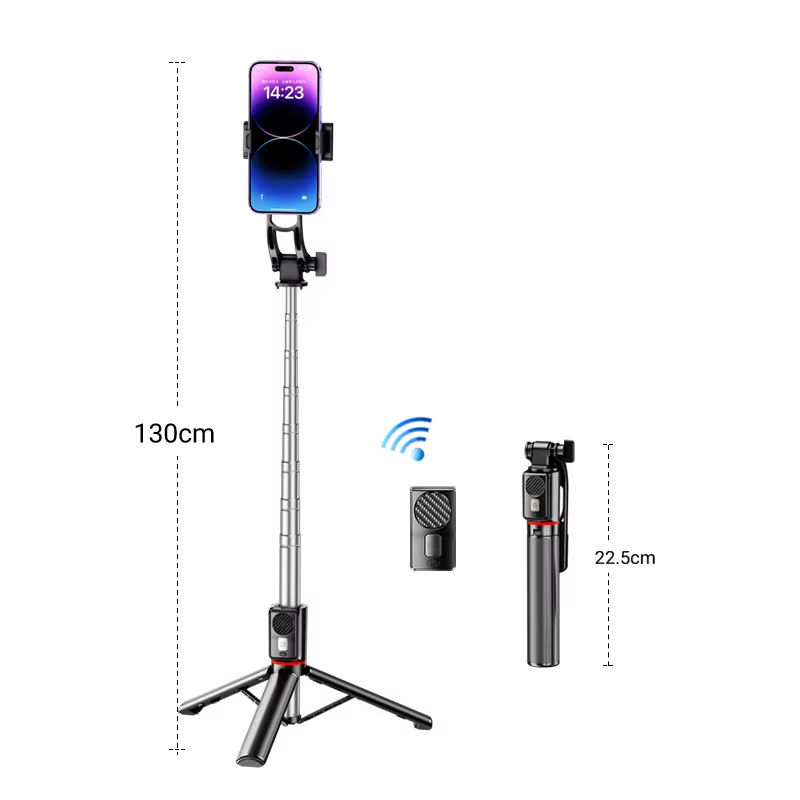 Multi-Mode Selfie Stick with Stabilising Tripod Stainless Steel Foldable Extendable Stick for Mobile Phone Photography