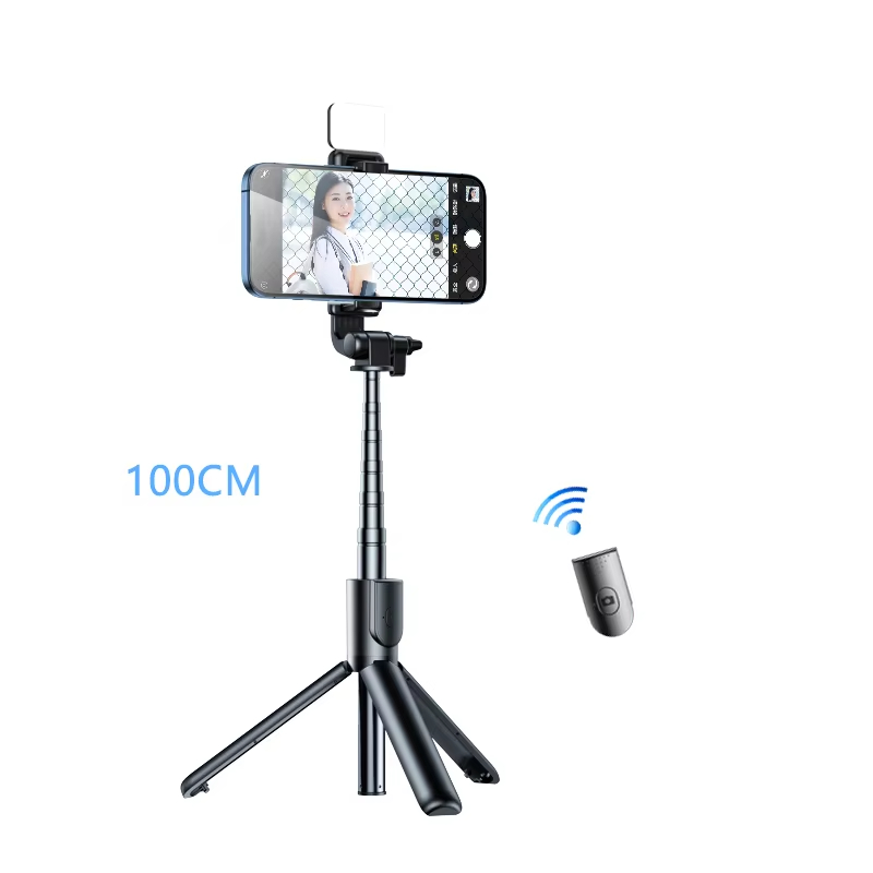Extendable Phone Camera Selfie Stick with light Tripod Stand and Wireless Remote Shutter for iPhone Android Phones, Smart Phones