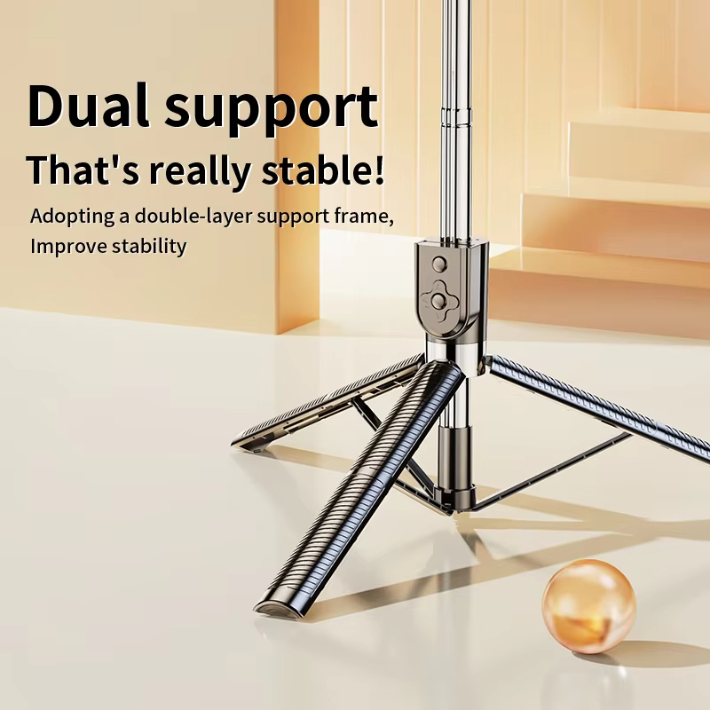 Handheld portable tripod standing flexible selfie stick travel outdoor shooting connected mobile phone Blue toothbrush Tiktok