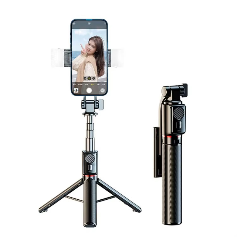 3-in-1 Mini Selfie Stick with Light Portable Tripod and Handheld Features Conts to Phone for Remote Photos