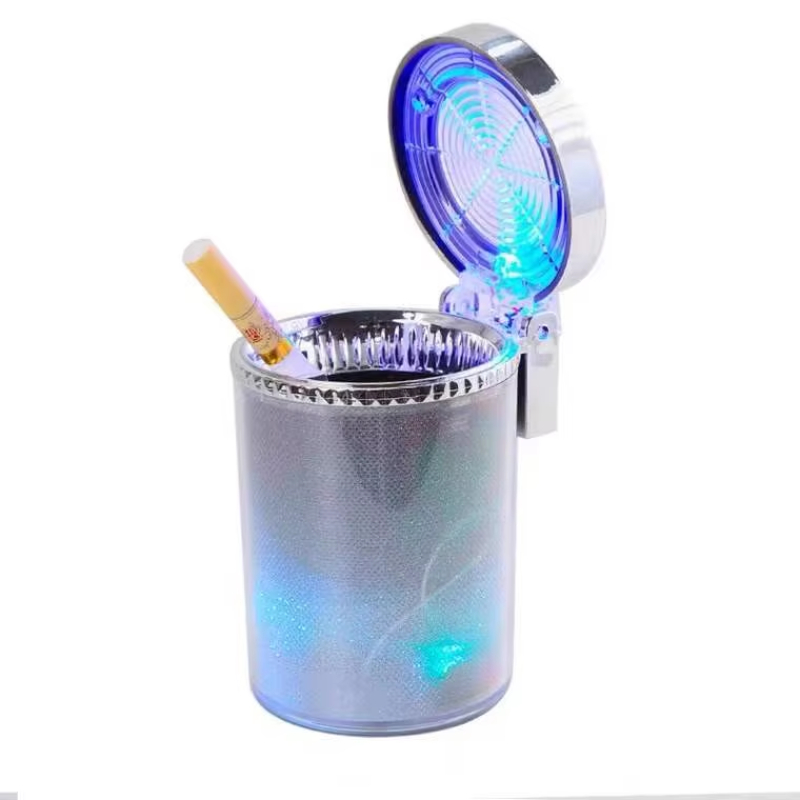 ABS car ashtray creative with colorful LED lights with cover hanging air outlet car ashtray