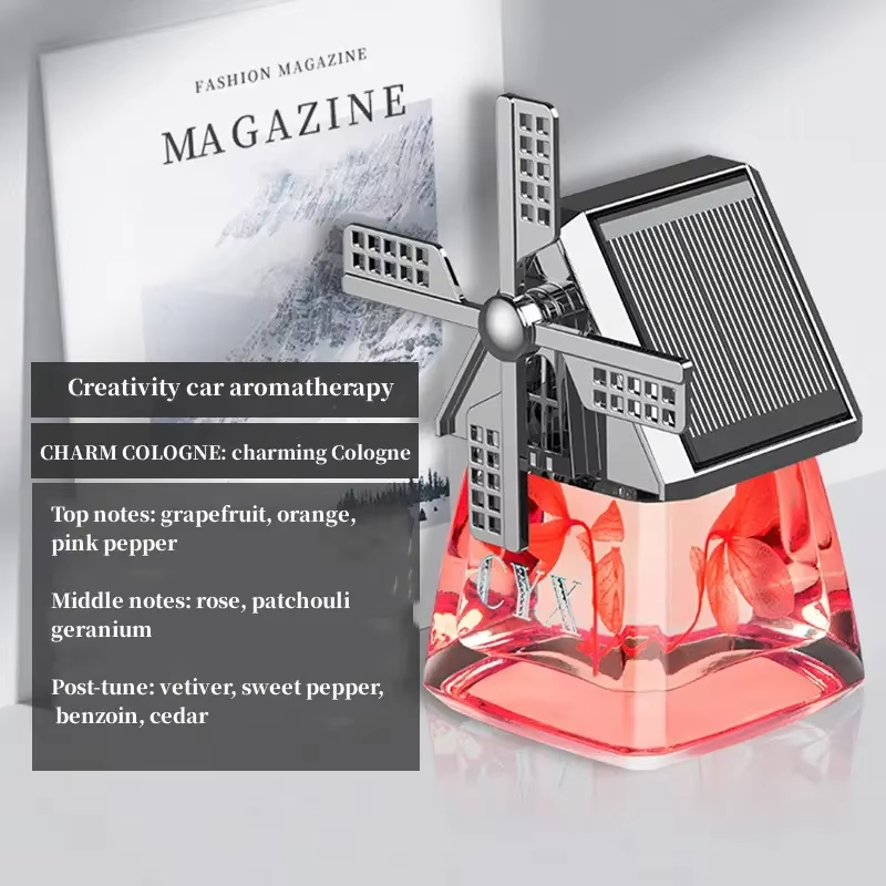 Automobile Solar Rotating Fan Liquid perfume Automobile Solar Windmill Air freshener perfume